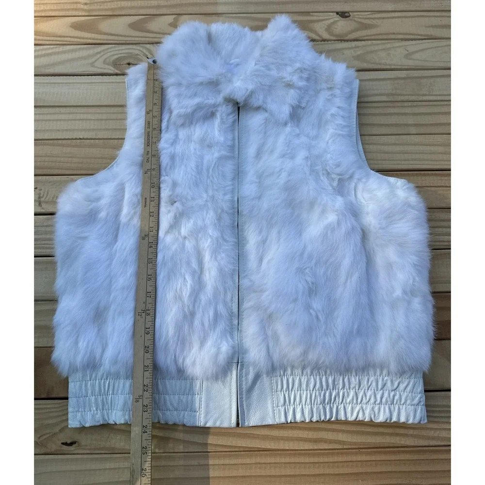 Y2K Women's Beyonce House‎ of Dereon White Genuine Rabbit Fur Leather Vest Sz 3X